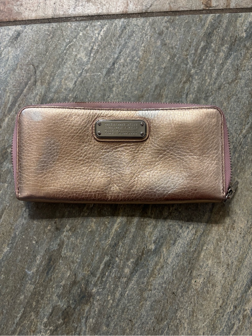 Marc by Marc Jacobs Metallic Rose Gold Zip-Around Wallet